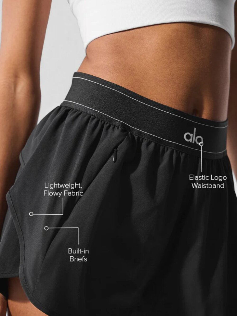 ALO Yoga Black Match Point Shorts NWT🩳Sporty Chic Athleisure Essential🏃🏻 - Picture 7 of 9